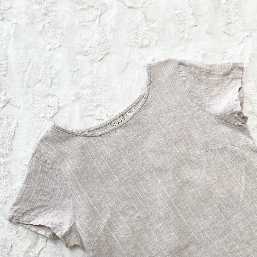 l.l. bean • 100% cream linen blouse | M